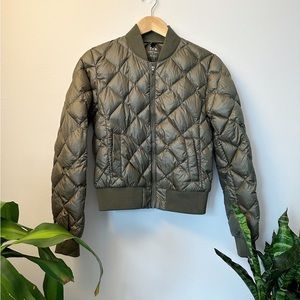 Tna Leauge Goose Down Olive Bomber Jacket